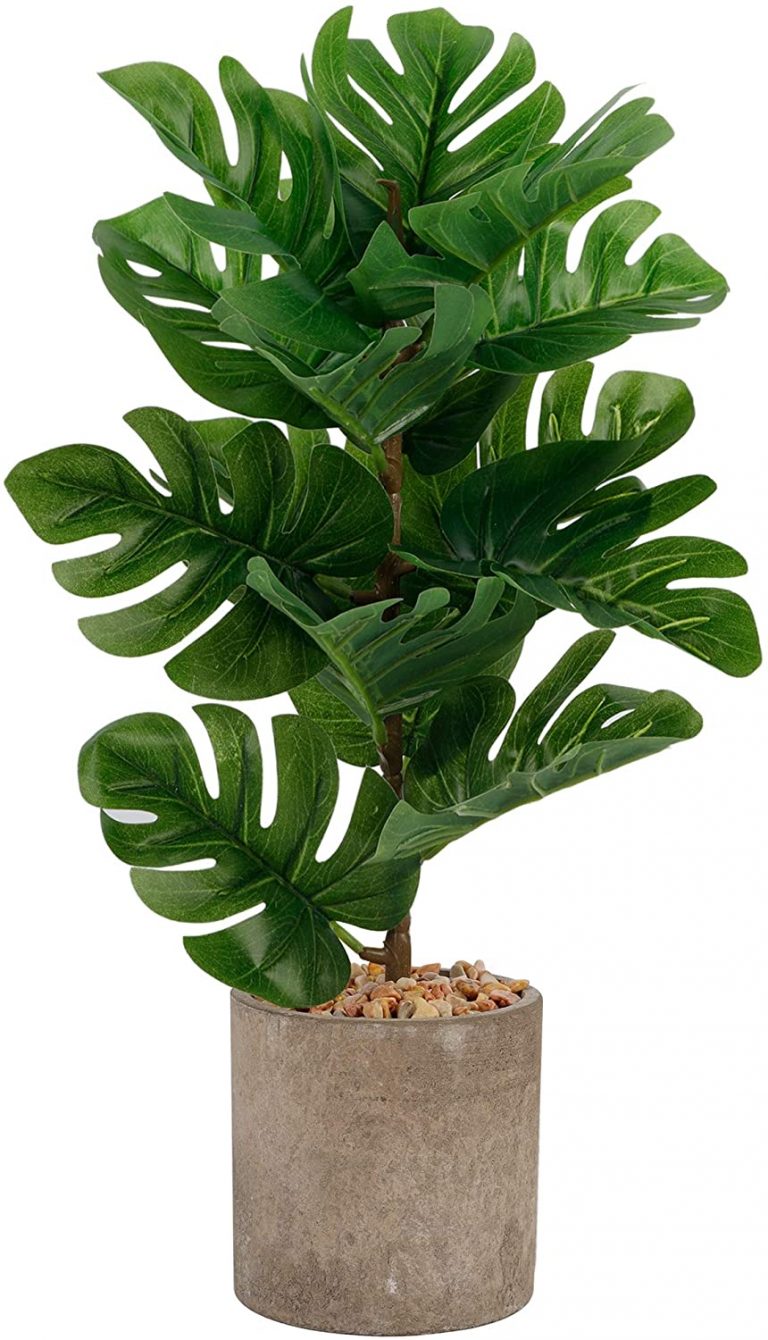winemana 17 inches Artificial Potted Greenery Green Leaf Plants
