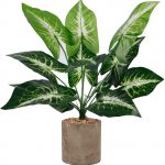 winemana 18″ Artificial Potted Green Leaf Plants in Pot, Fake Small Houseplants for Indoor, Home, Living Room, Office, Tabletop, Desk