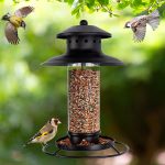 winemana Hanging Wild Bird Feeder, 1.2 lb Metal Shaped with Roof Outside Decoration, Perfect for Attracting Birds on Garden Yard